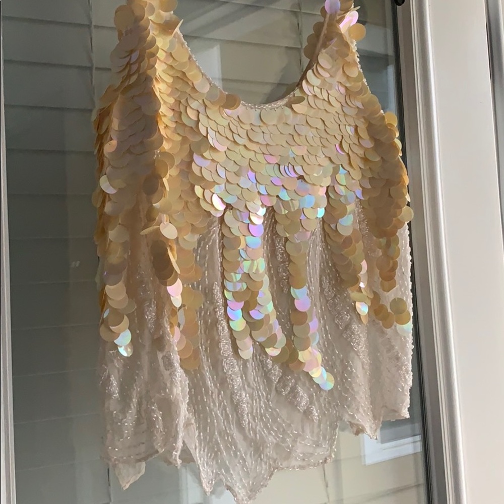Vintage NEW YORK PARIS ROME sequin top SMALL - Picture 2 of 8
